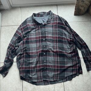 Van Heusen Flex Plaid Shirt in Red and Gray